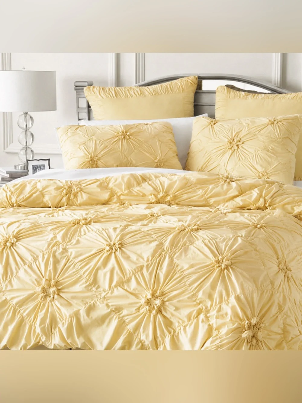 Pier One Rosette Duvet Cover Queen Yellow Bedding Romantic Decor